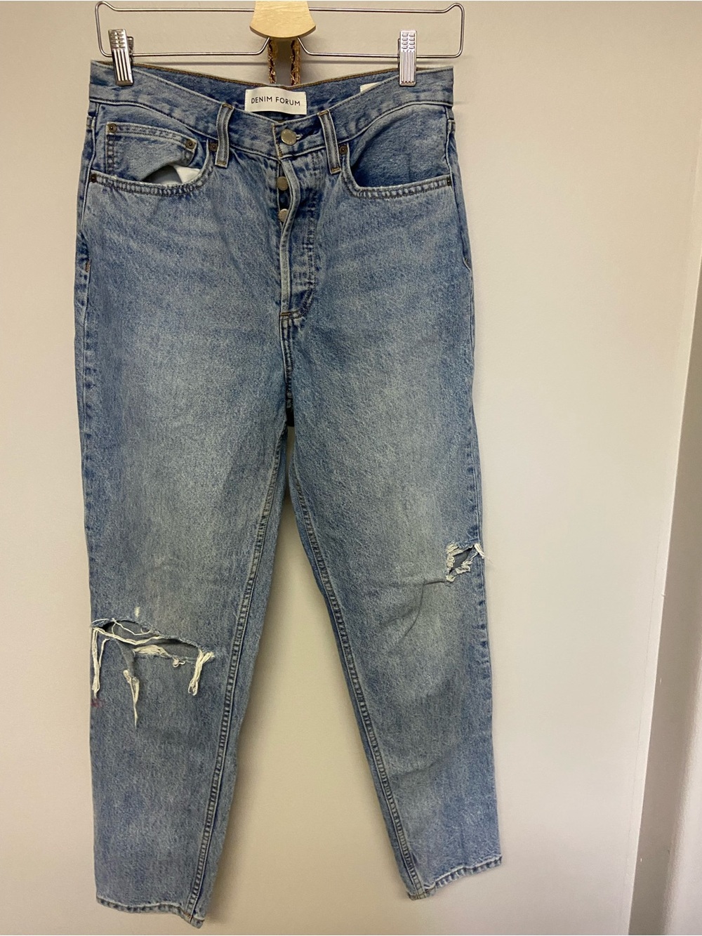 Denim Forum Light Blue Straight Leg Jeans - Picture 2 of 3